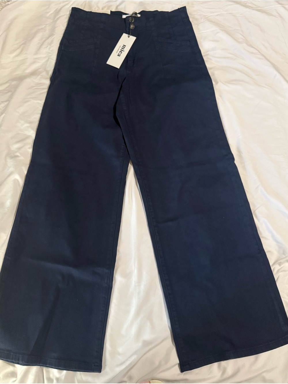 NWT Mica Denim Navy Super High Rise Wide Leg Trouser Pants Size 31
